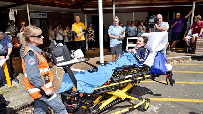 Patients at Manly Hospital being transported to the Northern Beaches Hospital. Picture: AAP IMAGE / Troy Snook