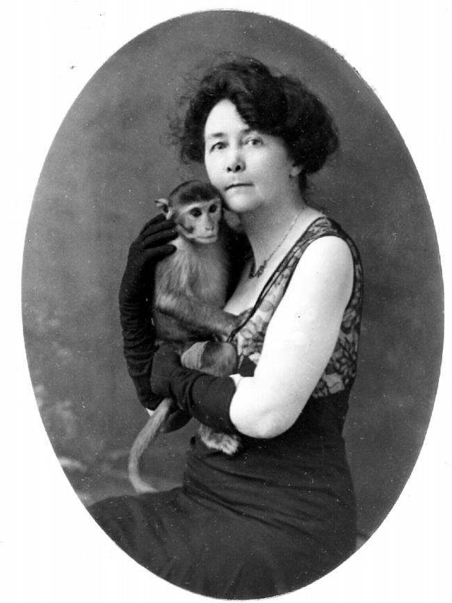 Miles Franklin, with monkey.