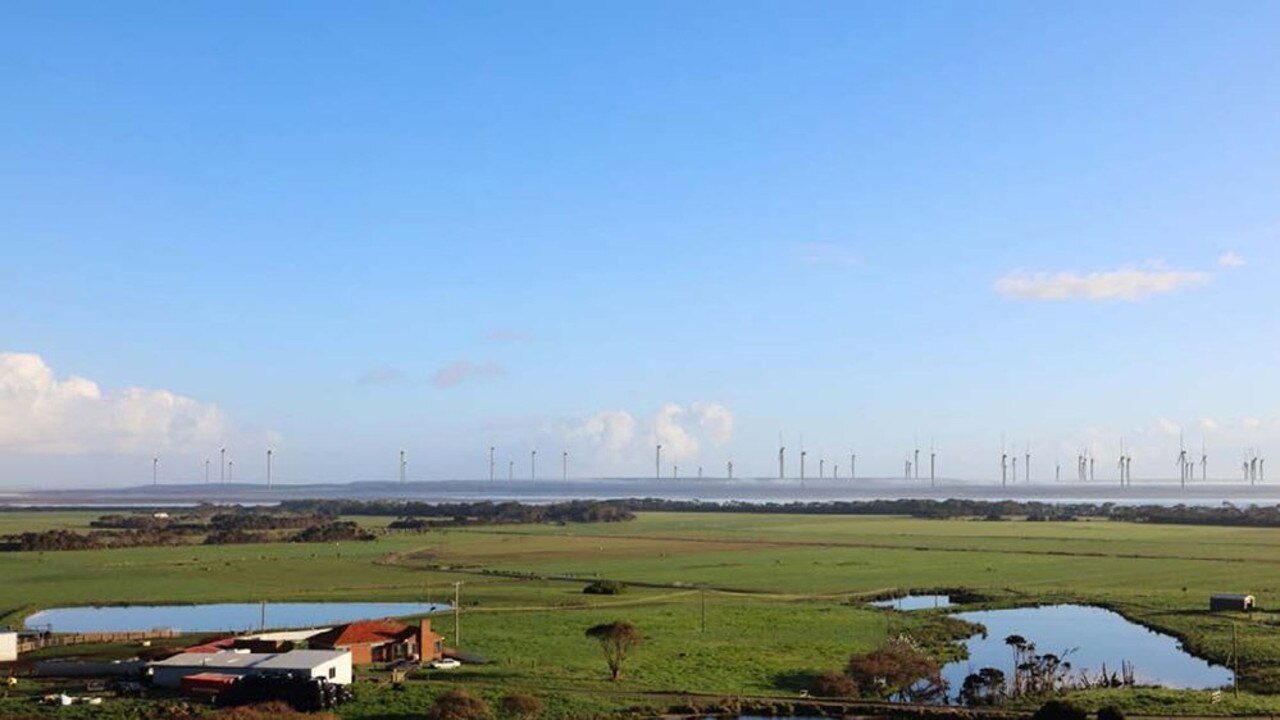 Render showing a future Robbins Island Renewable Energy Park, seen from Montagu, across Robbins Passage. Picture: Robbins Island Wind