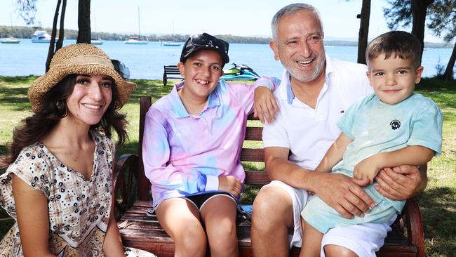 Jamal Rifi with daughter Sue and grandchildren Lana and Ahmad on the NSW Central Coast. Picture: John Feder