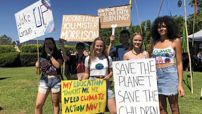 Students gather to strike over climate change. Picture: Sophie Moeller