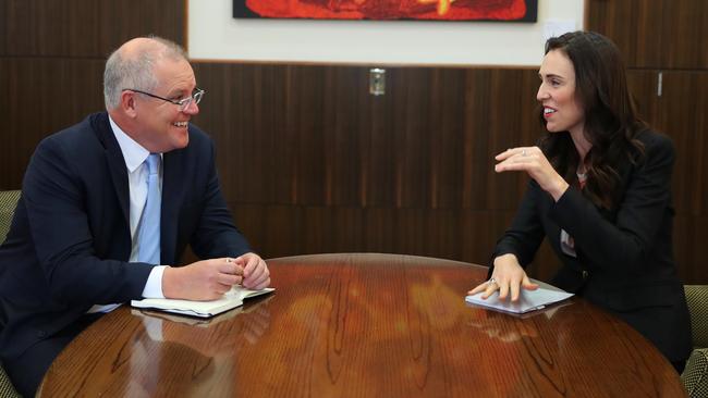 Australian Prime Minister Scott Morrison with  New Zealand Prime Minister Jacinda Ardern  at the CPO in Melbourne on July 19, 2019. Picture: Adam Taylor