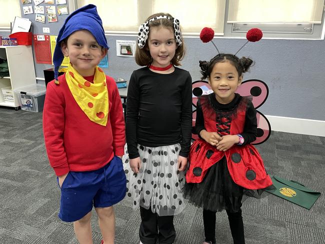 St Kilian's Primary School students Eamon Mertens, Hazel Todeschini and Sean-Margaret Adtoon dressed up for Book Week. Picture: Gianni Francis.
