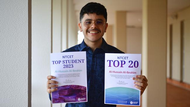 Al-Hussain Al-Ibrahim was the top NTCET student of 2023 with a perfect ATAR of 99.95. Picture: Pema Tamang Pakhrin