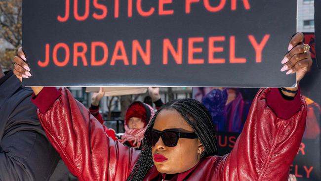 Co-Founder of Black Lives Matter Greater NY Chivona Newsome outside the court hearing Penny’s case. Picture: AFP