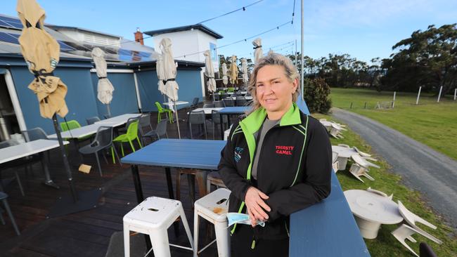 Rachel Jones at the Marlo Hotel and pub, still unable to open. Picture: Alex Coppel.