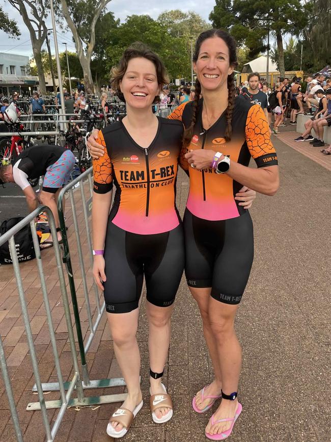 Mia Fragiacomo and Melissa Waldon at the Hervey Bay 100 Triathlon on Sunday, November 26, 2023.