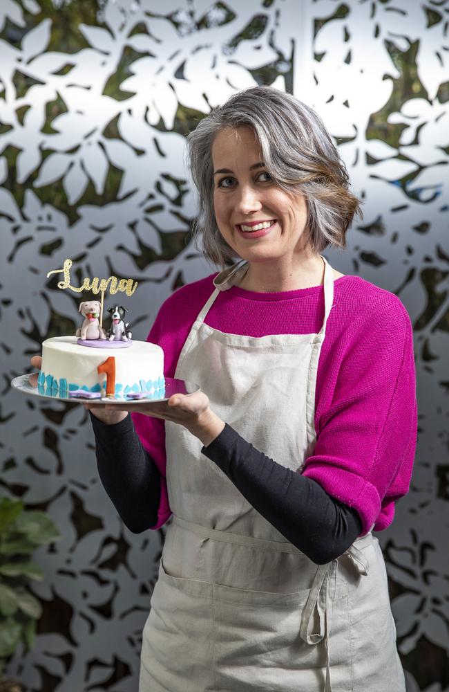 Naomi Buer owns The Brisbane Barkery, a dog cake and treat business. Picture: Mark Cranitch.