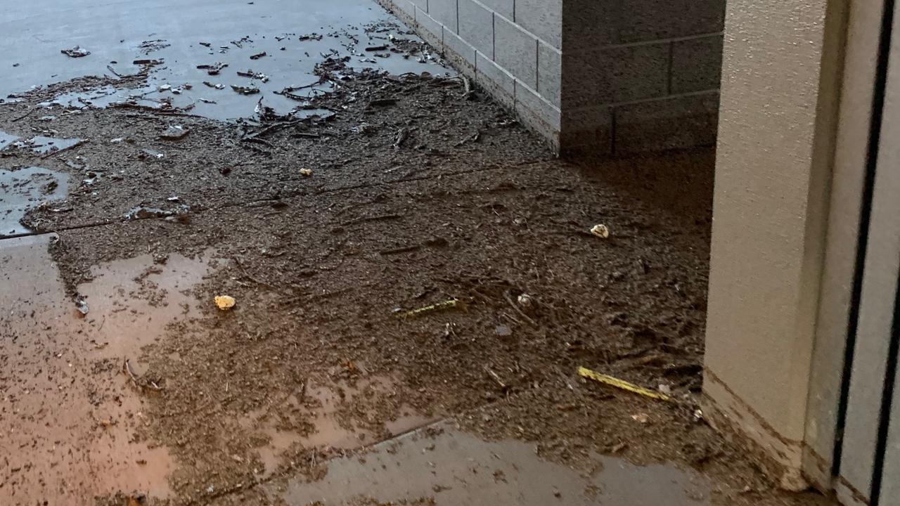 Debris has flooded into the playground. Photo: Supplied