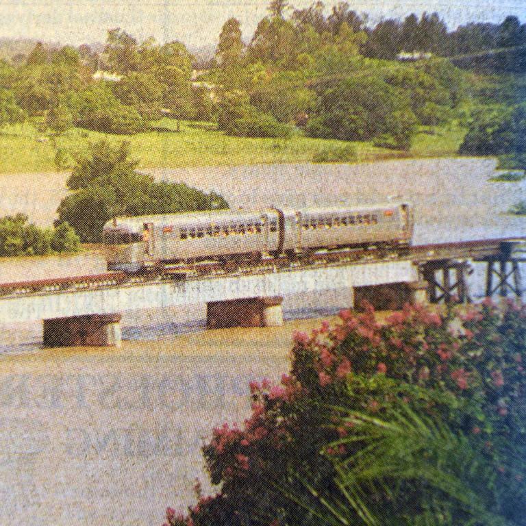The Mary Valley Heritage Railway's rail motor provided a vital link between Gympie and Monkland during the February flood, ferrying workers back and forth across the high level Deep Creek rail bridge.