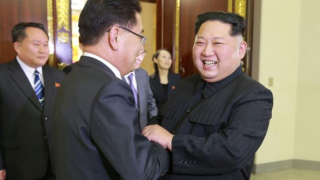 Mr Chung pictured meeting Kim in Pyongyang last week. Picture: KCNA/AFP