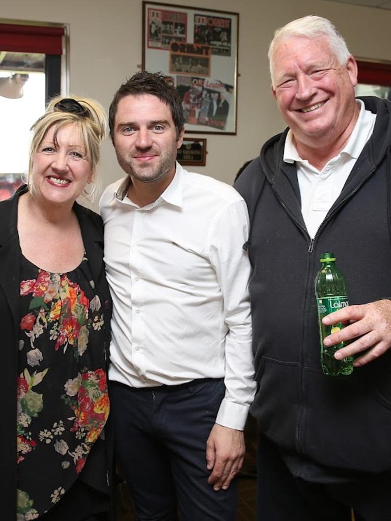 With his mum and stepdad, who all became famous faces thanks to Gogglebox.