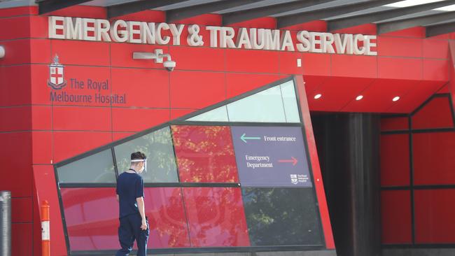 The emergency entrance at the Royal Melbourne Hospital. Picture: NCA NewsWire / David Crosling