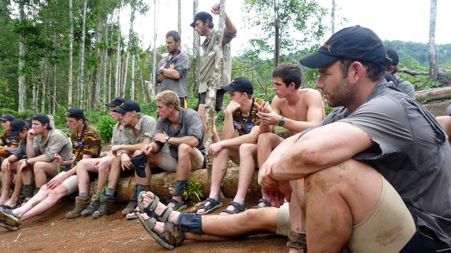 Brent Guerra and the rest of the team listen to some of the track's history.