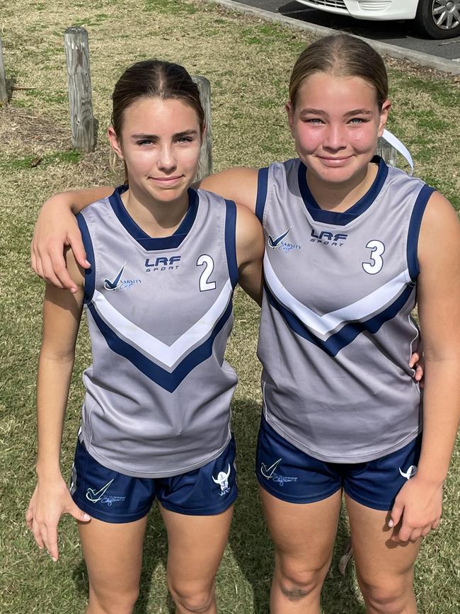 Varsity College's Jade Radford, left, and Clarie Abbott who is a state player for the Qld 12-13 years side.