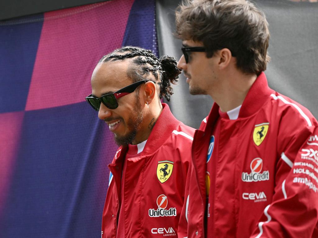 Ferrari's Lewis Hamilton and Charles Leclerc. Picture: AFP