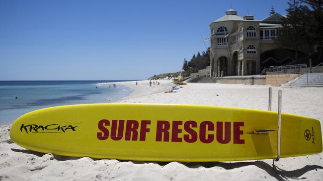 Perth’s near-deserted Cottesloe Beach as temperatures hit 38C on Monday. Picture: Getty Images