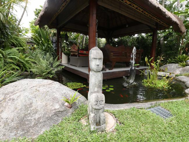 Small bubbling fountains, which run on solar panels, muffle external sounds. Picture: Annette Dew