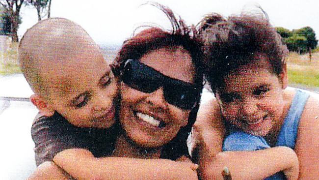 Adeline Yvette Wilson-Rigney, centre, with her son Korey, left, and daughter Amber, right. Picture: Supplied by Ms Wilson-Rigney’s family