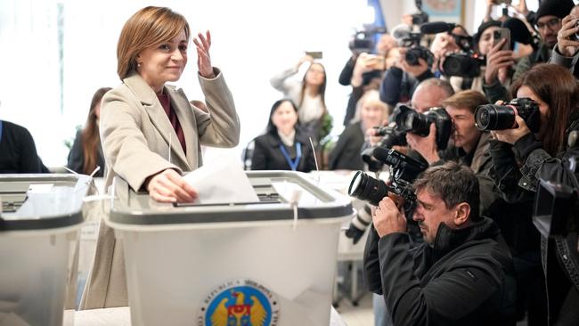 Moldovan President Maia Sandu had cast the European Union accession referendum as a day of destiny. Picture: AP