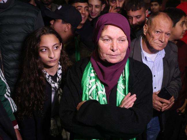 Hanin Barghouti (C) a Palestinian prisoner held in an Israeli prison looks on after her release under a truce deal between Israel and Hamas in exchange for hostages held in Gaza. Picture: Ahmad Gharabli / AFP