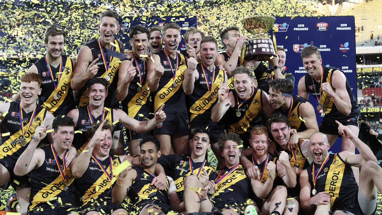 SANFL - GRAND FINAL  22/09/19 - Port Adelaide v Glenelg at Adelaide Oval. Glenelg 2019 Premiership champions. Picture SARAH REED