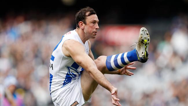 Todd Goldstein wants to finish his AFL career at the Kangaroos but also wants to play on next year. Picture: Getty Images