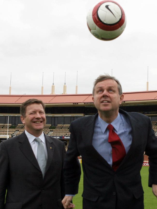 Matt Carroll with South Australian Premier Mike Rann at Addelaide Oval in 2006. Carrol said our team for the Paris Games was the third largest.