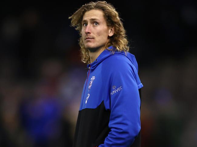 Concussed Bulldog Aaron Naughton will return with the hope of fixing the Dogs’ “dysfunctional” forward line. Picture: Michael Klein