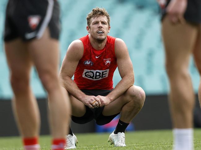 Luke Parker during Sydney Swans training at the SCG on August 22, 2024. Photo by Phil Hillyard (Image Supplied for Editorial Use only – **NO ON SALES** – Â©Phil Hillyard )