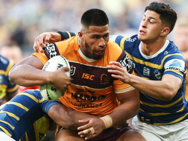 Haas in action for the Broncos in the second elimination final against the Eels