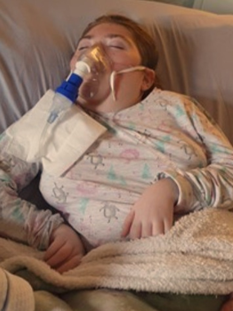 Freya Hunter, 12, has cerebral palsy and relies on an oxygen machine to breathe. Picture: GoFundMe