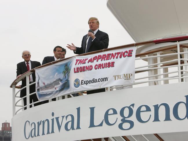 Donald Trump speaks as he attends "The Apprentice Legend Cruise" Press Conference on board Carnival's Legend Cruise Ship on September 26, 2005 in New York City. Picture: Getty