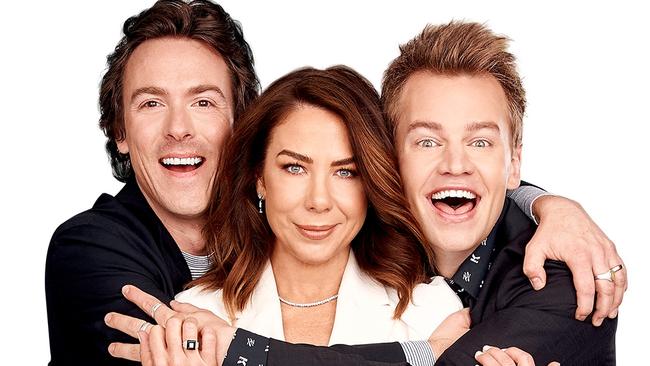 Tim Blackwell, Kate Ritchie and Joel Creasey for the Kate, Tim and Marty show on Nova radio.