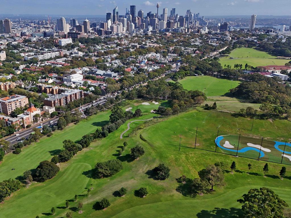 The Minns government wants to cut Moore Park Golf Course in half to deliver new public space. Picture: Sam Ruttyn