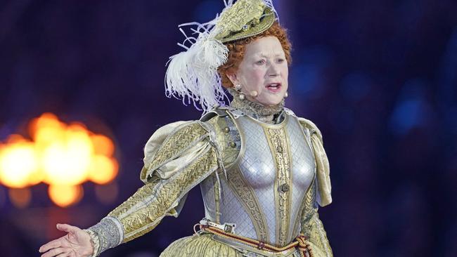 Dame Helen Mirren dressed as Queen Elizabeth I performs during the event. Picture: Steve Parsons