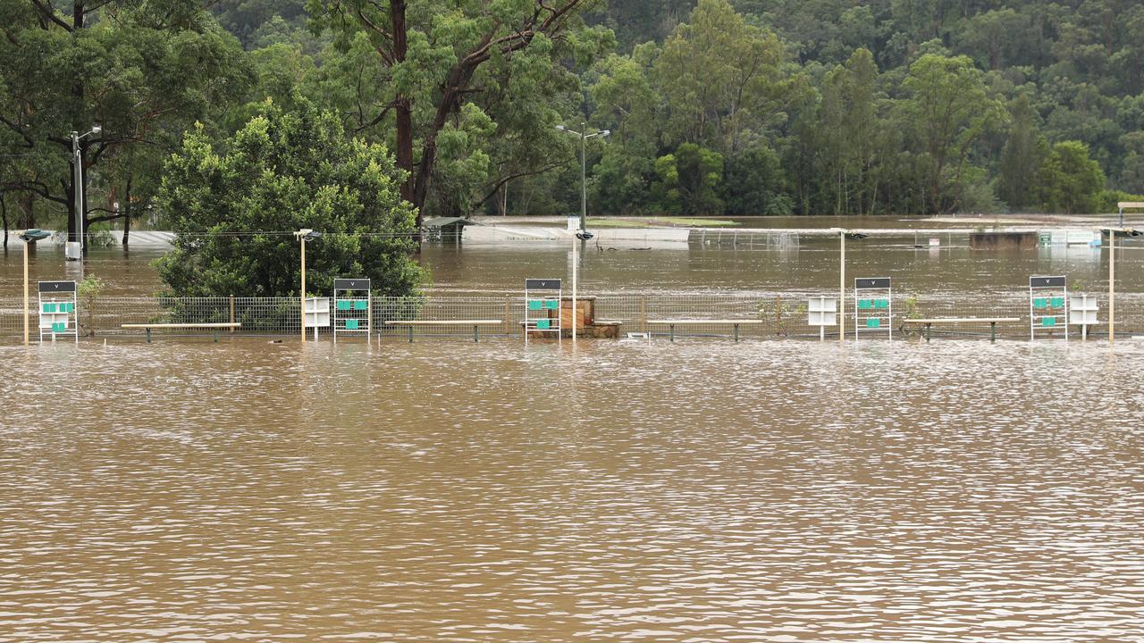 The Wisemans Ferry Bowling Club was under water on Monday morning. Picture: John Grainger