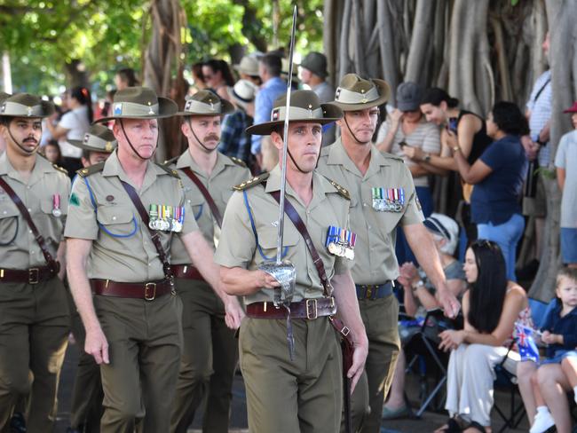 Anzac Day 2025. Strand parade in Townsville. Soliders from 3CER. Picture: Evan Morgan