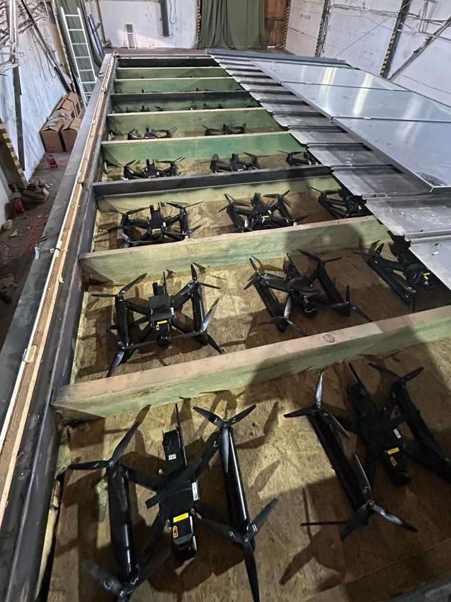Ukrainian military drones were hidden in the lids of containers and driven into Russia. Picture: AFP
