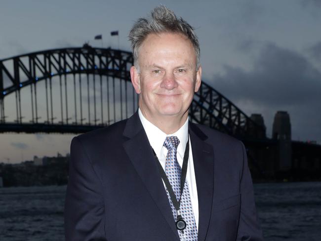 Mark Latham at the 2019 Everest Draw Projection function held at the Opera Bar in Sydney. The draw for the 2019 Everest race will be displayed upon the pillars of the Harbour Bridge from 8PM.Picture: Christian Gilles