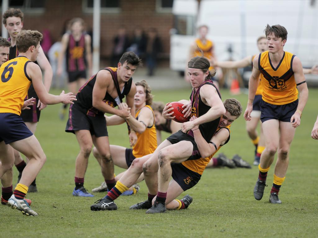 Hutchins 1st XVIII versus Scotch Oakburn in the Sports Association of Independent Schools Australian Rules grand final. Picture. PATRICK GEE