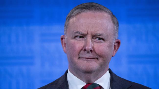 Opposition Leader Anthony Albanese during his address to the national Press Club in Canberra. Picture: NCA NewsWire / Gary Ramage