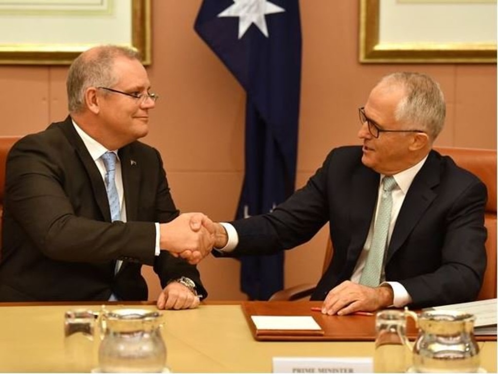 Malcolm Turnbull with his then treasurer Scott Morrison.