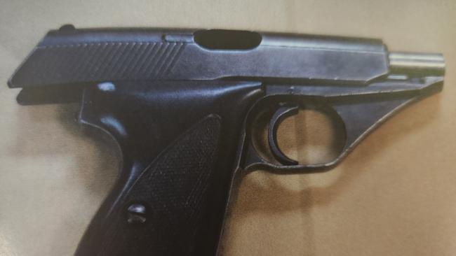 The Mauser handgun found hidden in a manhole. Photo: Courts SA