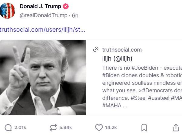 Trump shares bizarre post about Biden.