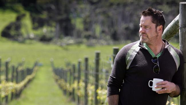 Peter Whish-Wilson at his vineyard in the Tamar Valley