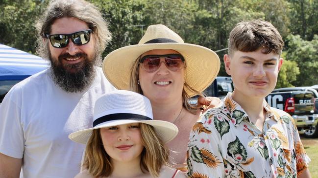 Steve, Chloe, Renee and Marley Cooper at the Noosa Polo and Provedores on October 14, 2023.