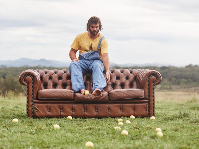 Angus Stone prepared for his shot for Dope Lemon’s Honey Bones album. Picture: Supplied