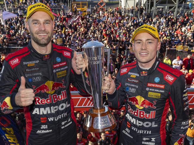 Richie Stanaway (right) won the Bathurst 1000 alongside Shane van Gisbergen last year. Picture: Mark Horsburgh