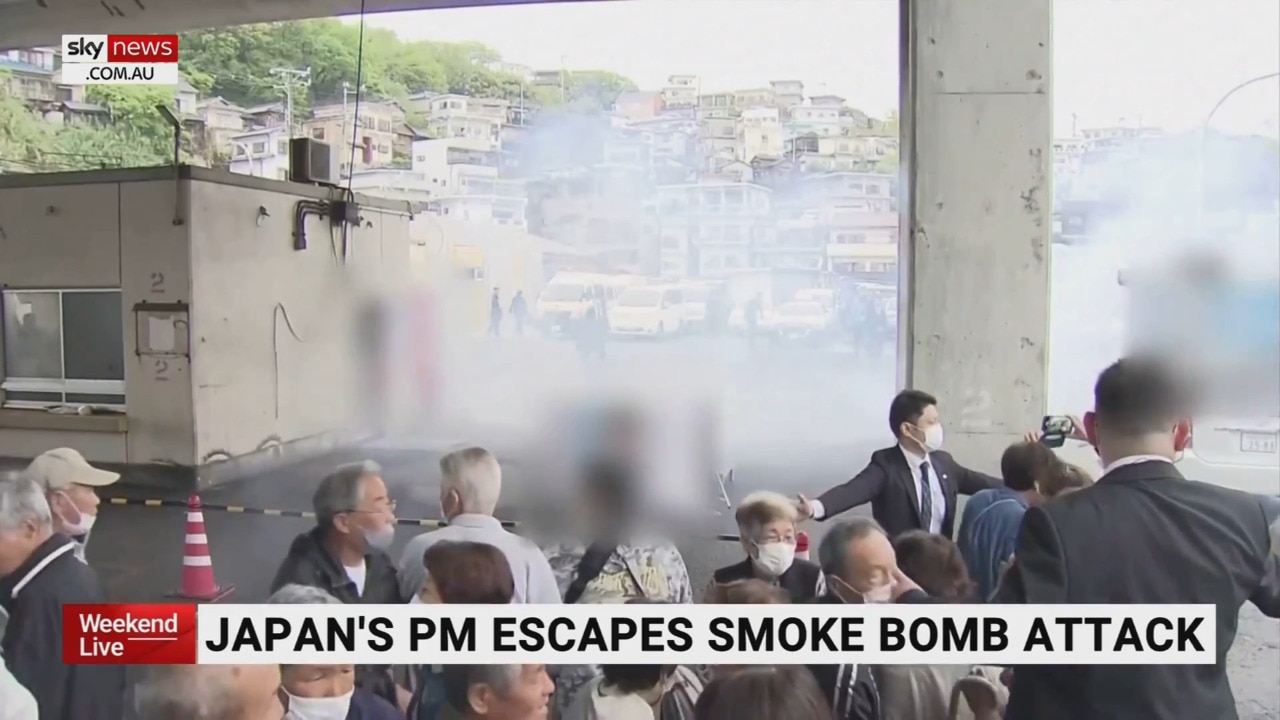 Japan PM Fumio Kishida Evacuated After Smoke Bomb Blast | Sky News ...